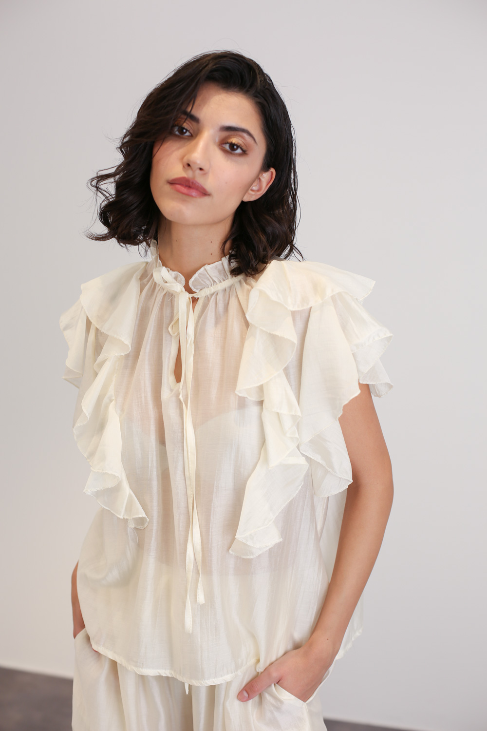 BETTINA Top συνόλου με βολάν από tencel