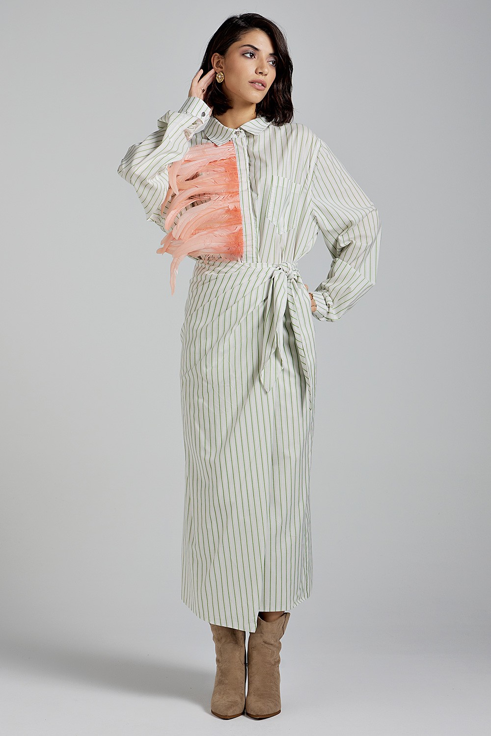 MILKWHITE wrap striped skirt