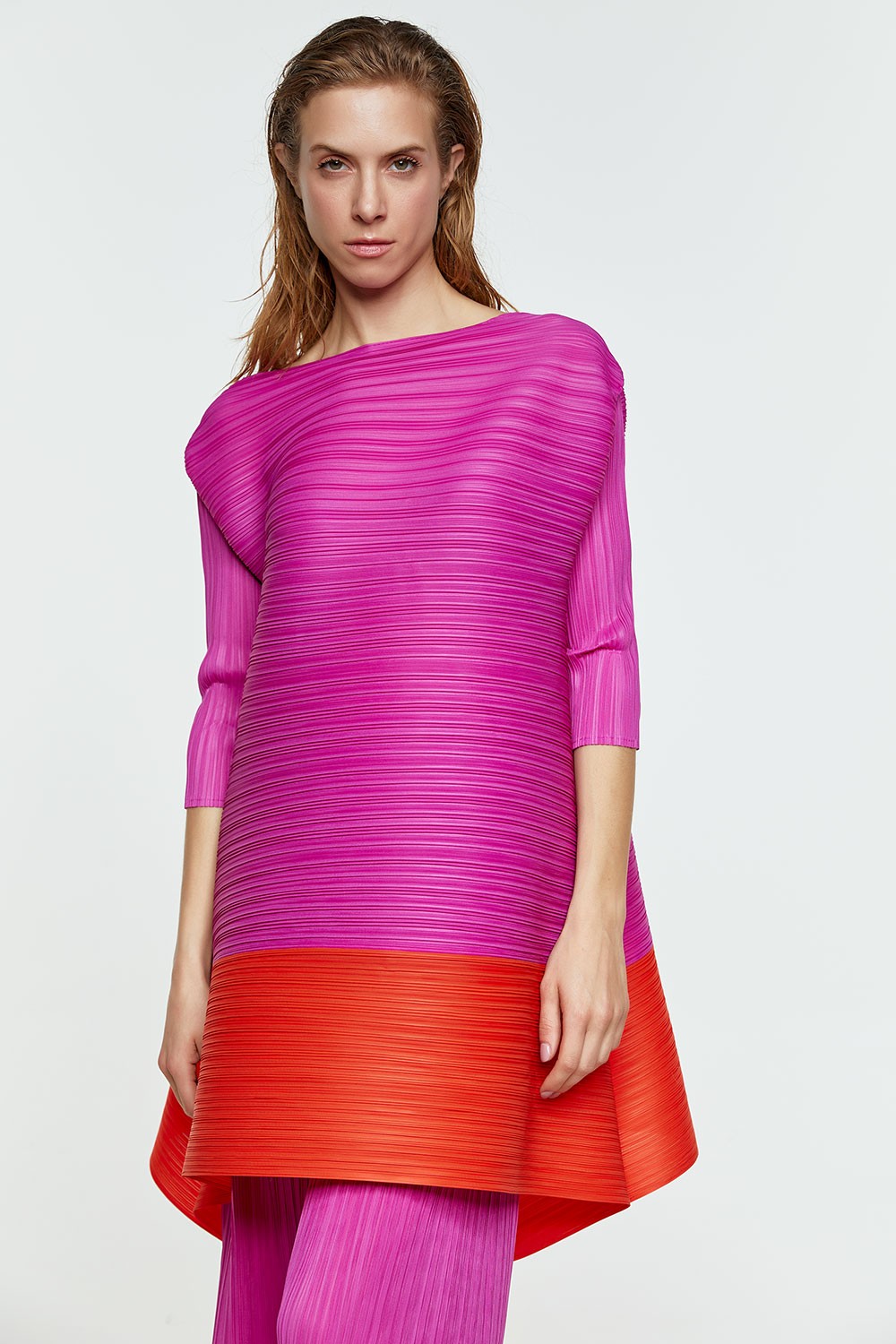 Bi-Color plissé tunique dress