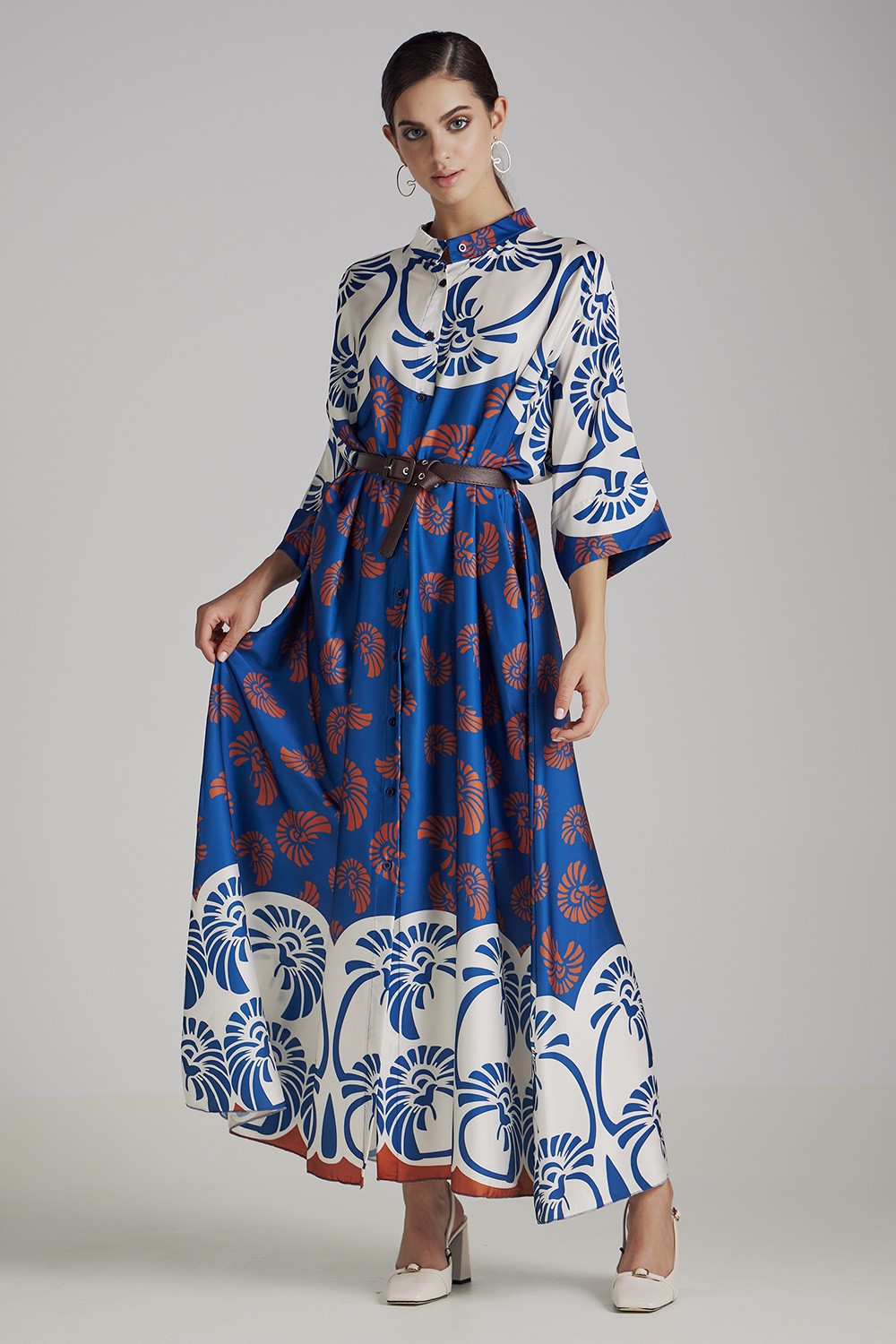 Κρουαζέ φόρεμα με print και ζώνη