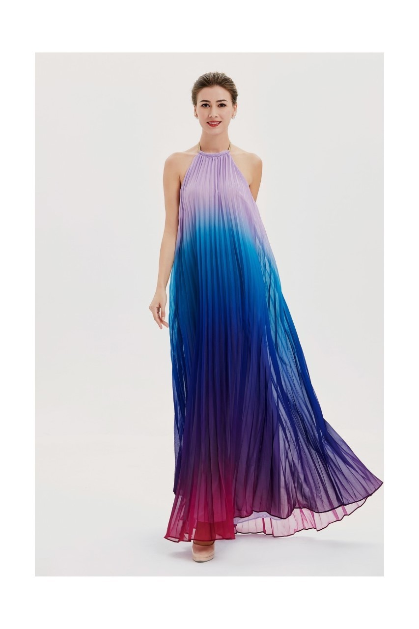 Φόρεμα πλισέ με χρώματα